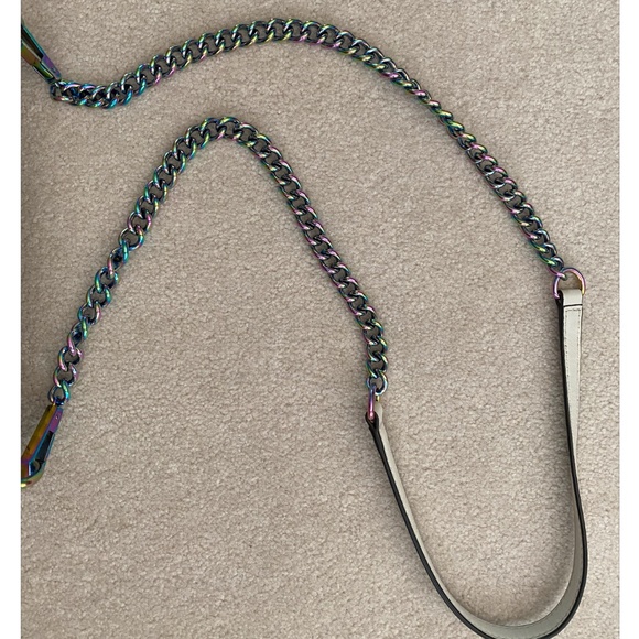 REBECCA MINKOFF WHITE LEATHER CROSSBODY / SHOULDER BAG WITH RAINBOW HARDWARE - Picture 16 of 16